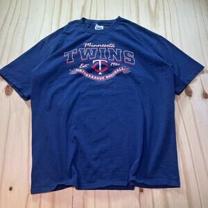 Vintage Y2K Minnesota Twins T-Shirt Men's XXL Blue CSA Short Sleeve MLB Baseball